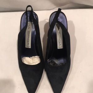 Via Spiga made in Italy navy blue suede 3 inch heel gently worn